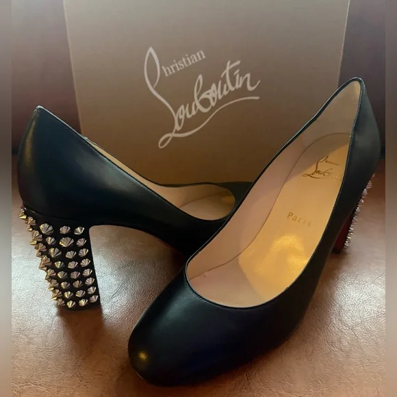 Christian Louboutin Marimalus Nappa Leather Spike Heel Pumps Black EU 39 NIB - Picture 2 of 15